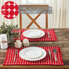 April & Olive Placemat Gallen Red White Placemat Set of 2 Fringed 13x19