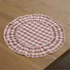 April & Olive Placemat Rosehill Cottage Dusty Rose Gingham Round Ruffled Cotton Placemats - Set of 6 - 15in Pink & Natural Table Mats