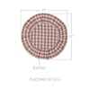 April & Olive Placemat Rosehill Cottage Dusty Rose Gingham Round Ruffled Cotton Placemats - Set of 6 - 15in Pink & Natural Table Mats