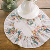 April & Olive Placemat Rosehill Cottage Floral Round Ruffled Cotton Placemats - Set of 6 - 15 inch Dusty Rose & Natural Table Mats