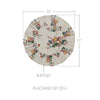 April & Olive Placemat Rosehill Cottage Floral Round Ruffled Cotton Placemats - Set of 6 - 15 inch Dusty Rose & Natural Table Mats