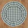 April & Olive Placemat Rosehill Cottage Green Gingham Round Ruffled Cotton Placemats - Set of 6 - 15in Green & Natural Table Mats