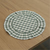 April & Olive Placemat Rosehill Cottage Green Gingham Round Ruffled Cotton Placemats - Set of 6 - 15in Green & Natural Table Mats