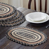 April & Olive Placemat Sawyer Mill Charcoal Creme Jute Oval Placemat Set of 6 10x15