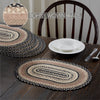 April & Olive Placemat Sawyer Mill Charcoal Creme Jute Oval Placemat Set of 6 12x18