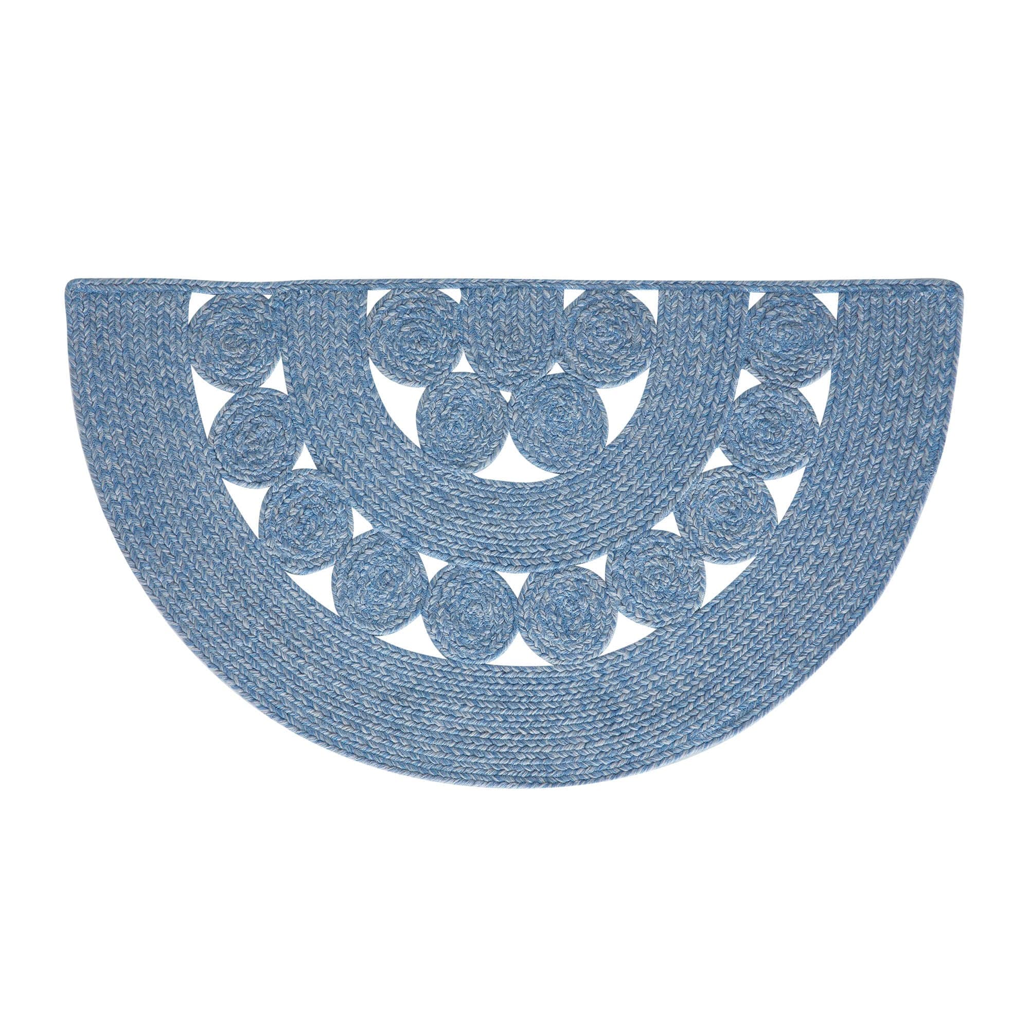 Blue Half Rug Celeste Blended Blue Indoor/Outdoor Half Circle Rug 19.5x36