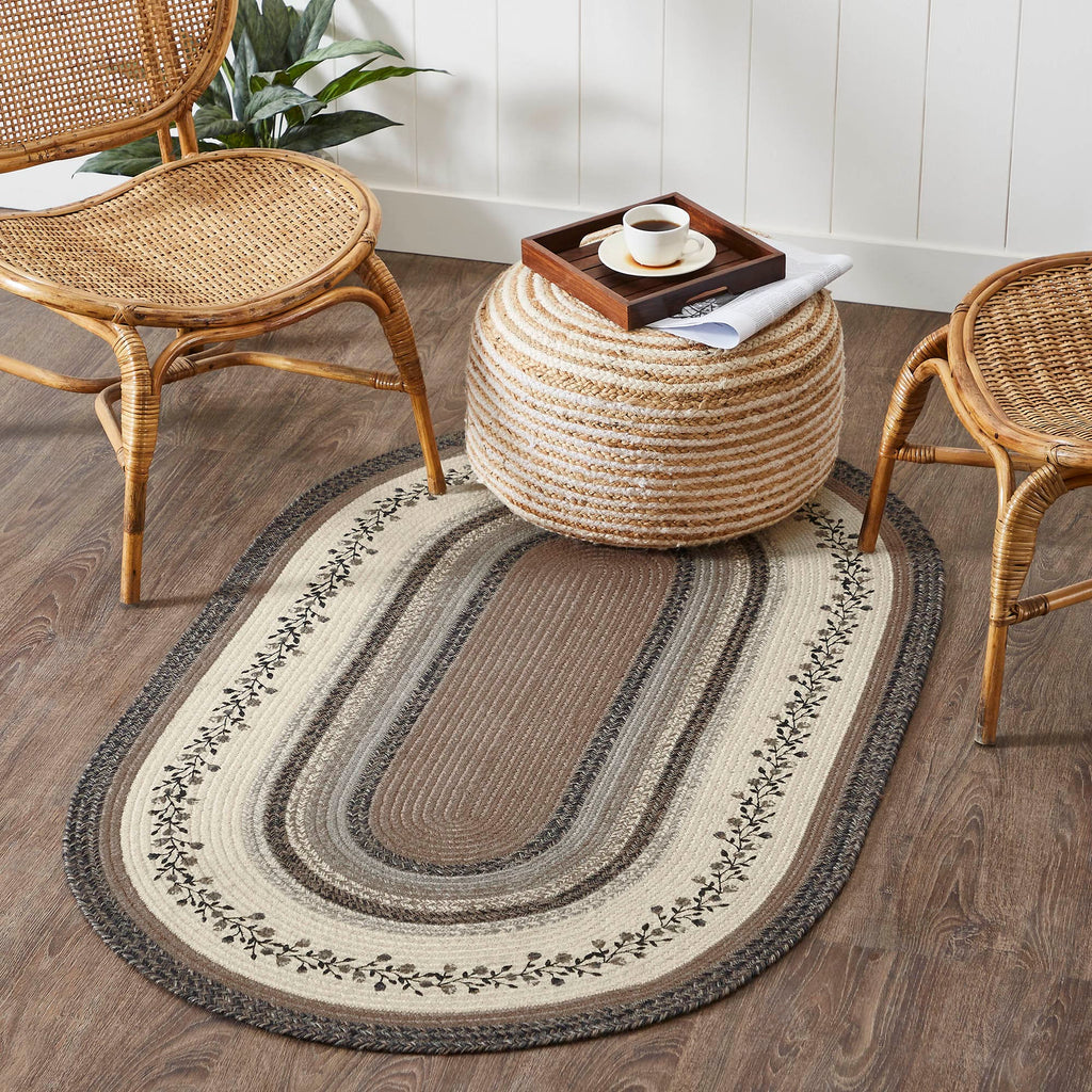 Floral Vine Jute Oval Rug w/ Pad 36x60 - The Village Country Store