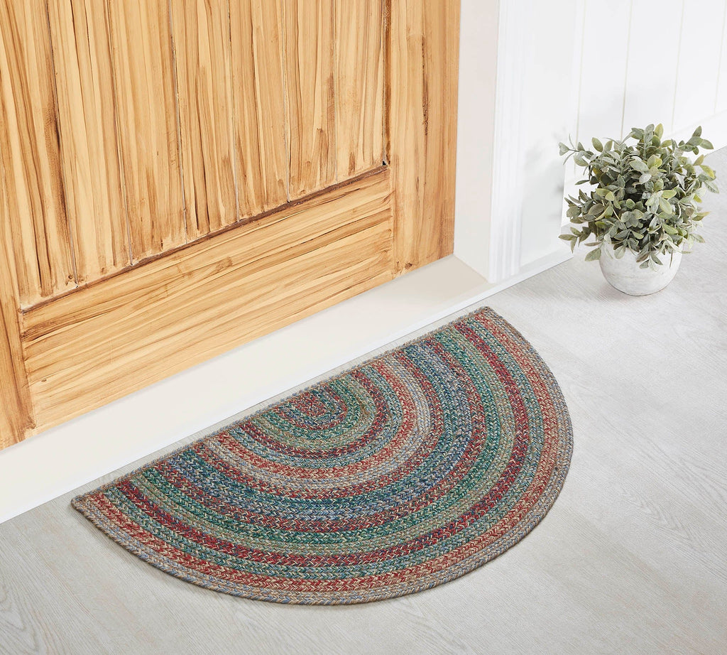 Multi Jute Rug Half Circle w/ Pad 19.5x36