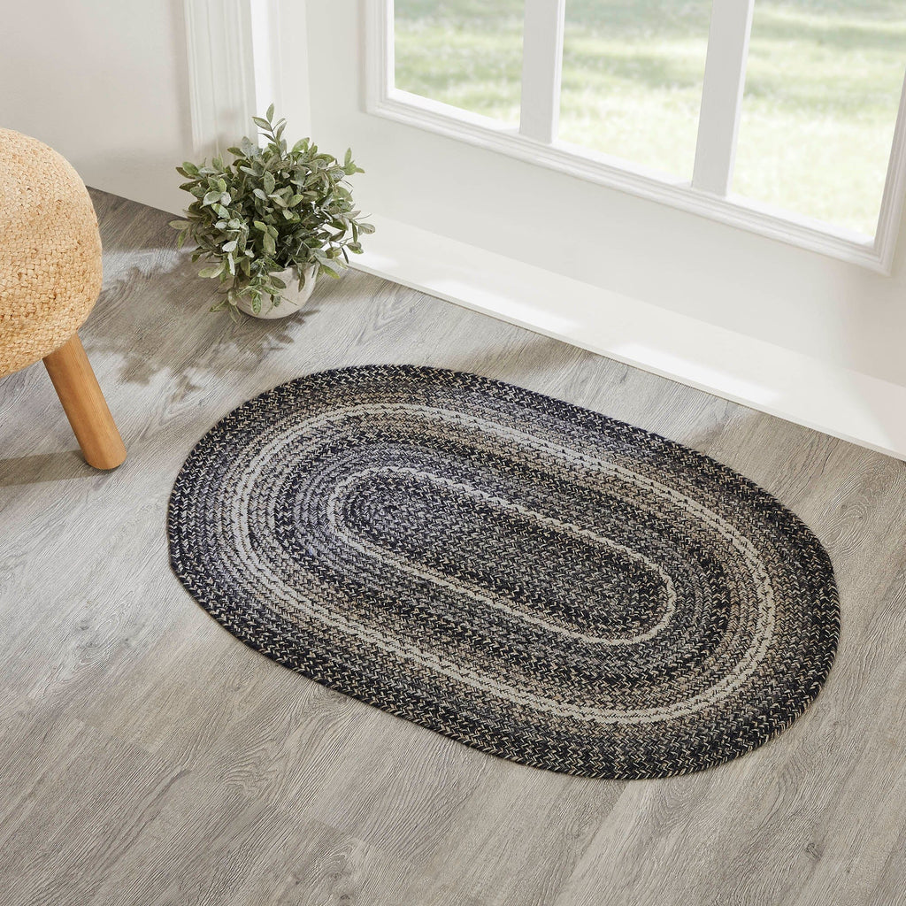 Sawyer Mill Black White Jute Rug Oval w/ Pad 24x36 - The Village Country Store