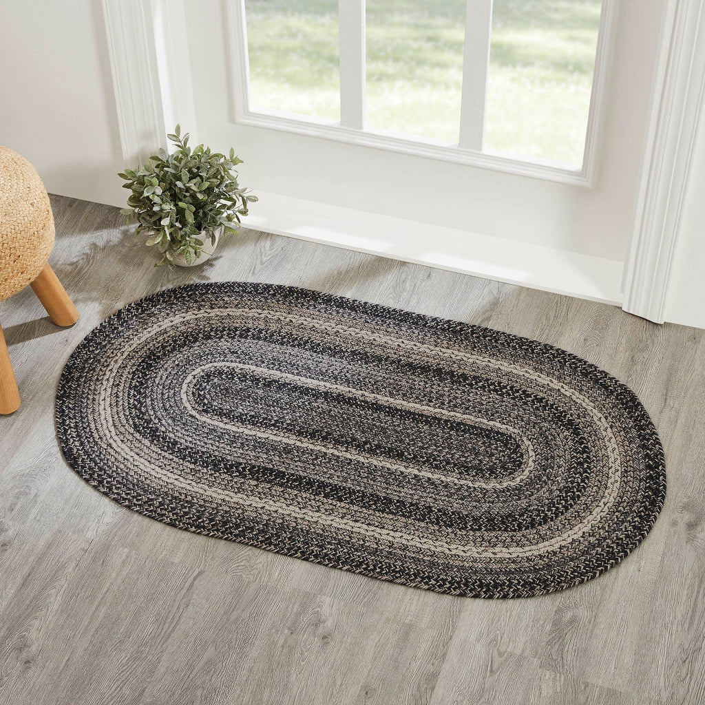Sawyer Mill Black White Jute Rug Oval w/ Pad 27x48 - The Village Country Store