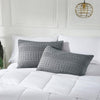 April & Olive Sham VHC Brands Waffle Weave Dark Gray Standard Shams (Set of 2, 20x26) - Farmhouse Boho Decorative Pillow Covers for Bedroom Decor