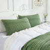 April & Olive Sham VHC Brands Waffle Weave Olive Green Standard Shams (Set of 2) 20x26 - Farmhouse & Boho Decorative Pillow Covers for Bedroom Decor