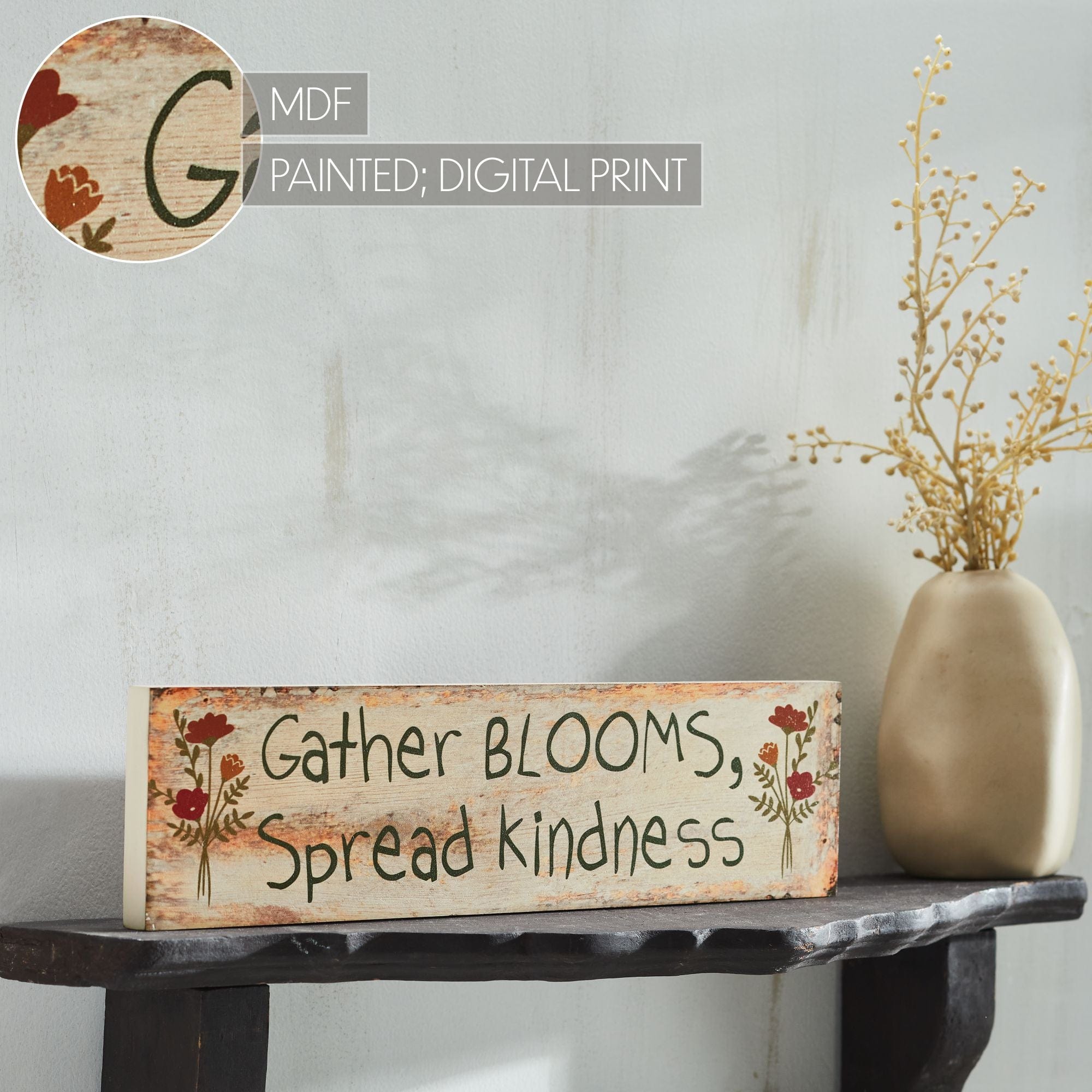 Spring Mdf Sign Spring In Bloom Gather Blooms, Spread Kindness MDF Wall Sign 4x15x0.75