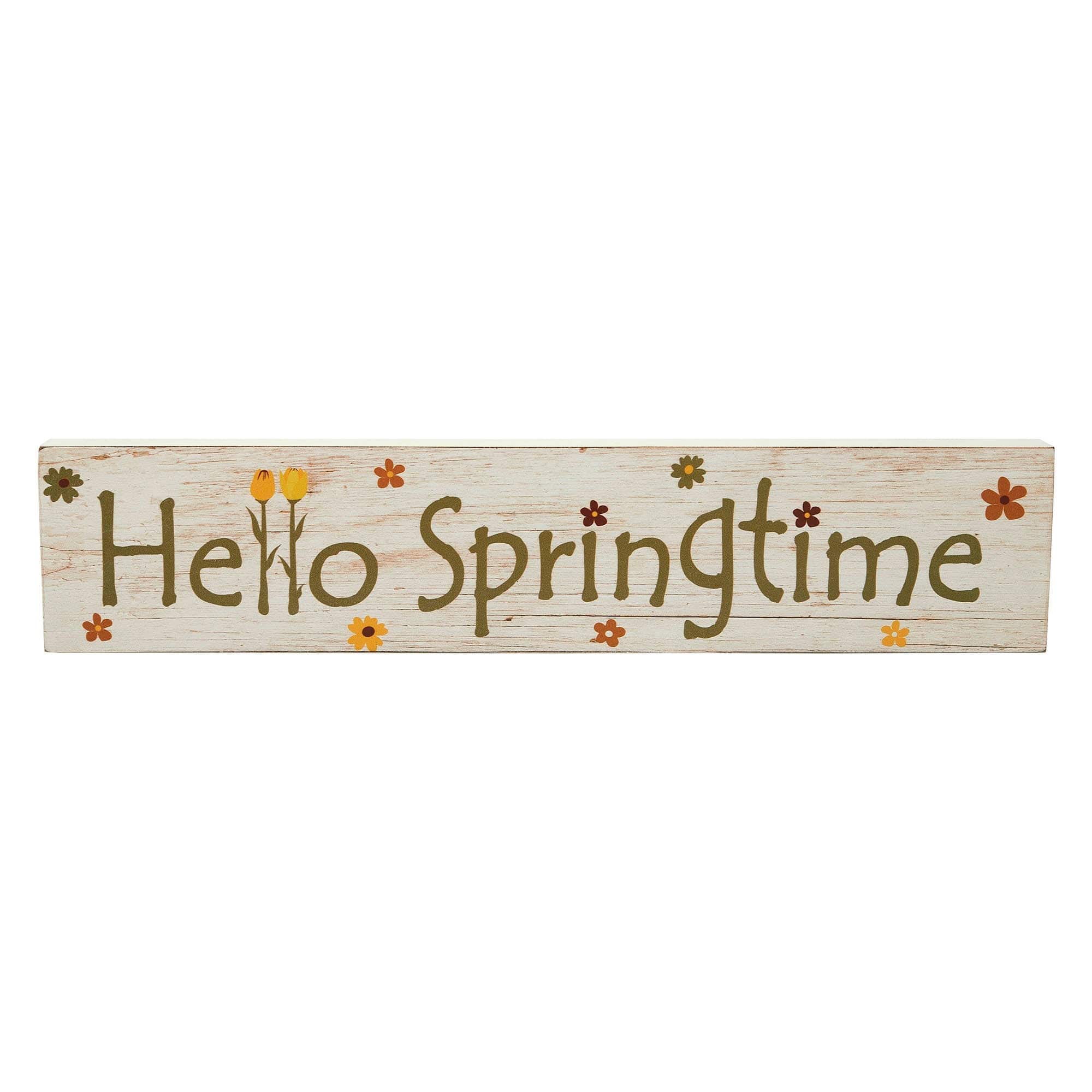 Spring Mdf Sign Spring In Bloom Hello Springtime w/ Flowers MDF Wall Sign 3x14x0.75