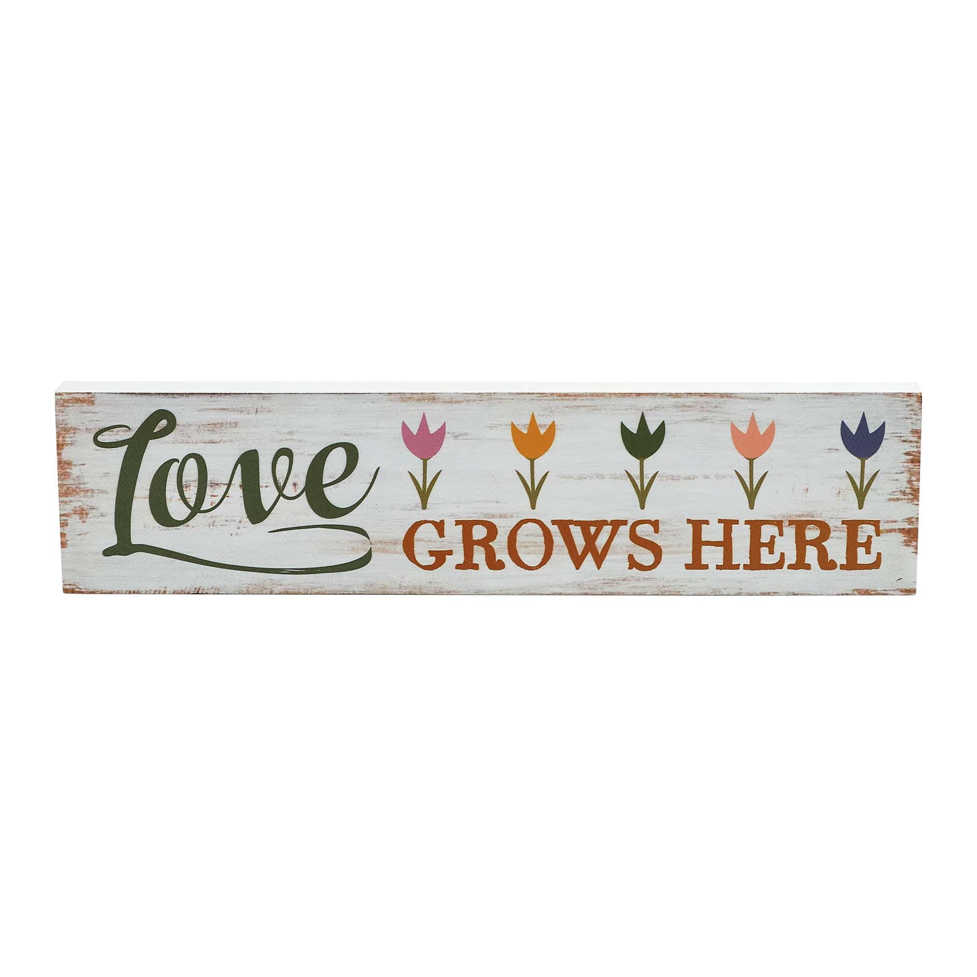 Spring Mdf Sign Spring In Bloom Love Grows Here w/ Tulips MDF Wall Sign 3x12x0.75