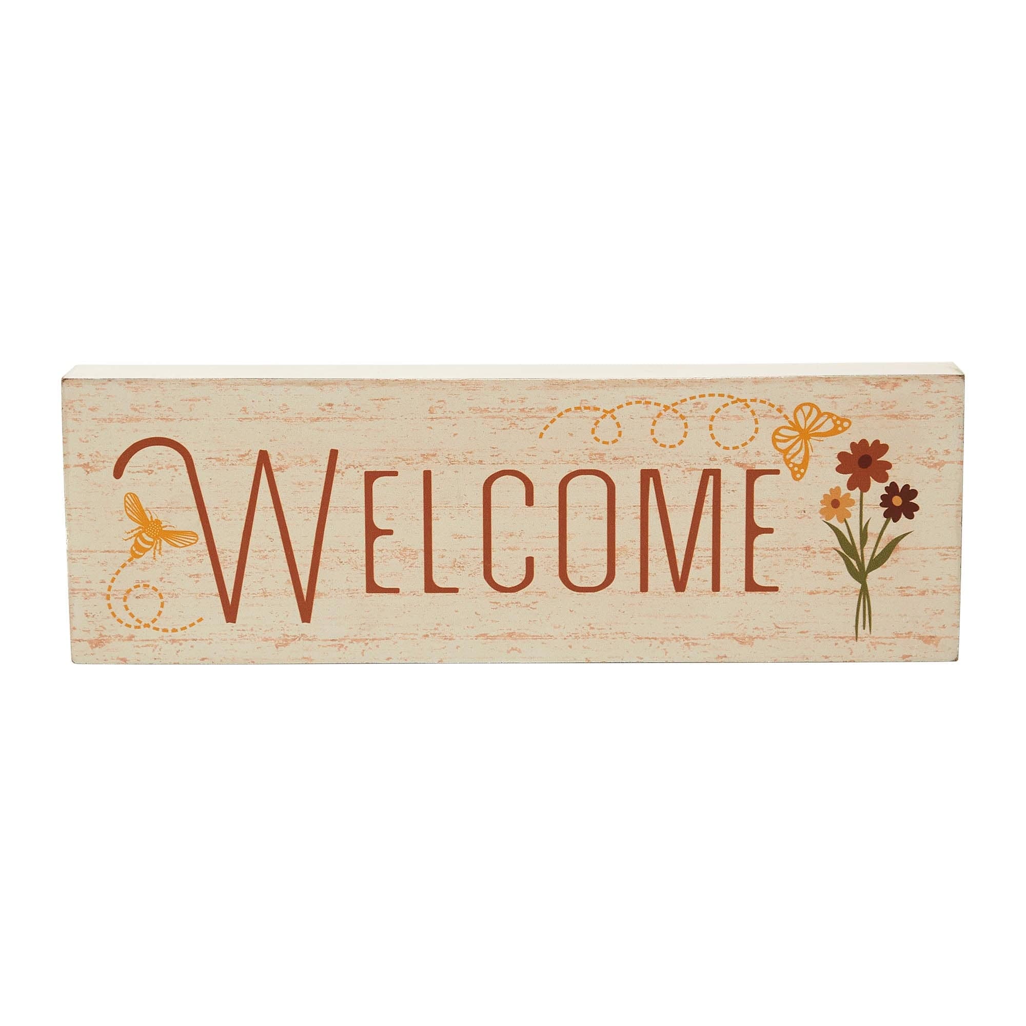 Spring Mdf Sign Spring In Bloom Welcome w/ Butterfly & Bee MDF Wall Sign 4x12x1