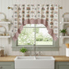 April & Olive Swag Rosehill Cottage Floral & Gingham Ruffled Cotton Swag Curtain Set - 36x36x16 Dusty Rose & Natural Window Drapes