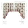 April & Olive Swag Rosehill Cottage Floral & Gingham Ruffled Cotton Swag Curtain Set - 36x36x16 Dusty Rose & Natural Window Drapes