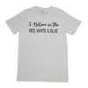 April & Olive T-Shirt I Believe in the RWB T-Shirt, Light Grey Melange, 2XL