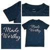 April & Olive T-Shirt Made Worthy T-Shirt, Navy Melange, 2XL