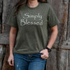 April & Olive T-Shirt Simply Blessed T-Shirt, Military Melange, Large