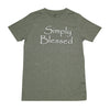 April & Olive T-Shirt Simply Blessed T-Shirt, Military Melange, Medium