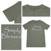 April & Olive T-Shirt Simply Blessed T-Shirt, Military Melange, Small