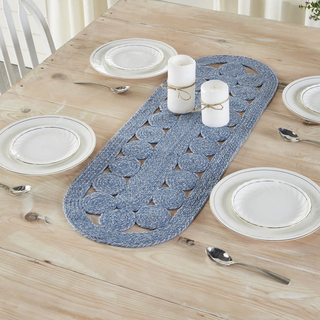 Celeste Blended Blue Indoor/Outdoor Runner Oval 12x36 - The Village Country Store