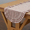 April & Olive Table Runner Rosehill Cottage Dusty Rose Gingham Ruffled Cotton Table Runner - 12x72 Pink & Natural Oval Runner