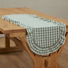 April & Olive Table Runner Rosehill Cottage Green Gingham Ruffled Cotton Table Runner - 12x48 Green & Natural Table Runner