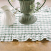 April & Olive Table Runner Rosehill Cottage Green Gingham Ruffled Cotton Table Runner - 12x72 Green & Natural Oval Runner