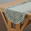 April & Olive Table Runner Rosehill Cottage Green Gingham Ruffled Cotton Table Runner - 12x72 Green & Natural Oval Runner