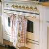 April & Olive Tea Towel Rosehill Cottage Ruffled Cotton Hanging Kitchen Towels - Set of 3 - Green & Dusty Rose Gingham Floral