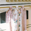 April & Olive Tea Towel Rosehill Cottage Ruffled Cotton Hanging Kitchen Towels - Set of 3 - Green & Dusty Rose Gingham Floral