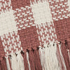 April & Olive Throw Dusty Rose Woven Check Throw Blanket with Fringe 50x60