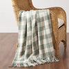 April & Olive Throw Pistachio Woven Check Throw Blanket with Fringe 50x60