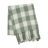 April & Olive Throw Pistachio Woven Check Throw Blanket with Fringe 50x60