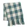 April & Olive Throw River Blue Woven Check Throw Blanket with Fringe 50x60