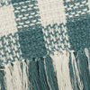 April & Olive Throw River Blue Woven Check Throw Blanket with Fringe 50x60