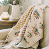 April & Olive Throw Rosehill Cottage Floral Patchwork Cotton Throw - 50x60 Dusty Rose & Natural Lightweight Summer Quilt