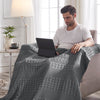 April & Olive Throw VHC Brands Waffle Weave Dark Gray Throw 50x60 - Cotton Blanket for Boho Farmhouse Bedroom & Living Room Decor, Couch, Sofa, Bed