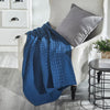 April & Olive Throw VHC Brands Waffle Weave Navy Blue Throw, 50x60 - Decorative Cotton Blanket for Farmhouse & Boho Bedroom/Living Room Decor