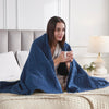 April & Olive Throw VHC Brands Waffle Weave Navy Blue Throw, 50x60 - Decorative Cotton Blanket for Farmhouse & Boho Bedroom/Living Room Decor