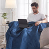 April & Olive Throw VHC Brands Waffle Weave Navy Blue Throw, 50x60 - Decorative Cotton Blanket for Farmhouse & Boho Bedroom/Living Room Decor