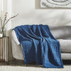 April & Olive Throw VHC Brands Waffle Weave Navy Blue Throw, 50x60 - Decorative Cotton Blanket for Farmhouse & Boho Bedroom/Living Room Decor