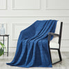 April & Olive Throw VHC Brands Waffle Weave Navy Blue Throw, 50x60 - Decorative Cotton Blanket for Farmhouse & Boho Bedroom/Living Room Decor