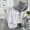 April & Olive Throw VHC Brands Waffle Weave White Throw 50x60 - Decorative Cotton Blanket for Farmhouse & Boho Decor