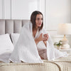 April & Olive Throw VHC Brands Waffle Weave White Throw 50x60 - Decorative Cotton Blanket for Farmhouse & Boho Decor