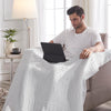 April & Olive Throw VHC Brands Waffle Weave White Throw 50x60 - Decorative Cotton Blanket for Farmhouse & Boho Decor