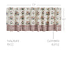 April & Olive Valance Rosehill Cottage Floral & Gingham Ruffled Cotton Window Valance - 19x72 Dusty Rose & Natural Valance
